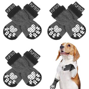 PUPTECK Non Slip Dog Socks for Hot Pavement with Grips, Dog Shoes for Hardwood Floors Licking Booties for Small Medium Large Size Dogs, Summer Paw Protector Pads with Grips for Senior Dogs