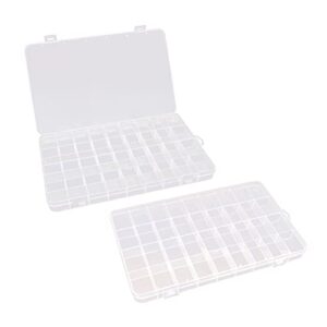 fyy (2 pack plastic organizer box 36 grids, clear plastic organizer box storage, jewelry craft storage container, bead box, fishing tackles box, jewelry box, embroidery diy art craft accessory