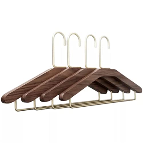 TJLSS Walnut Hangers Brass Hooks Wood Coat Hangers Trousers Hanger Clothing Store Display Hooks Wardrobe Organizer