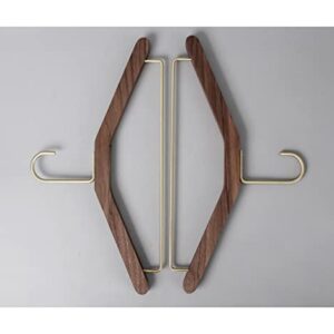 TJLSS Walnut Hangers Brass Hooks Wood Coat Hangers Trousers Hanger Clothing Store Display Hooks Wardrobe Organizer