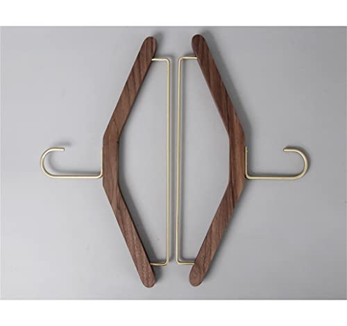 TJLSS Walnut Hangers Brass Hooks Wood Coat Hangers Trousers Hanger Clothing Store Display Hooks Wardrobe Organizer