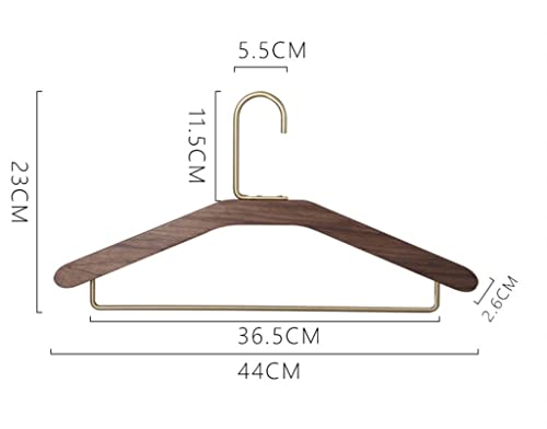 TJLSS Walnut Hangers Brass Hooks Wood Coat Hangers Trousers Hanger Clothing Store Display Hooks Wardrobe Organizer