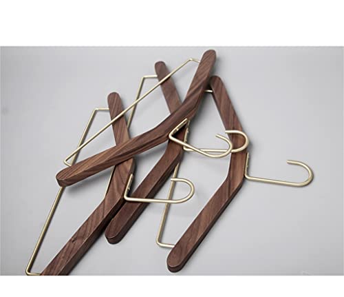 TJLSS Walnut Hangers Brass Hooks Wood Coat Hangers Trousers Hanger Clothing Store Display Hooks Wardrobe Organizer