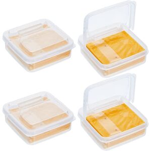 4 pcs 3.9 inch mini cheese container for fridge sliced cheese container for fridge cheese storage cheese storage container for fridge with lids for refrigerator food vegetable keep cheese fres