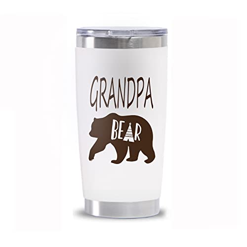 Waldeal Bear Grandpa Coffee Mug Stainless Steel Thermal Tumbler with Lid, Double Wall Vacuum Insulated Travel Mug for Gifts for Men, Birthday Gifts for Grandpa, New Grandpa, Christmas Gifts, 20oz