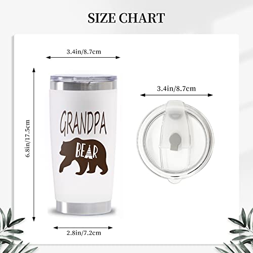 Waldeal Bear Grandpa Coffee Mug Stainless Steel Thermal Tumbler with Lid, Double Wall Vacuum Insulated Travel Mug for Gifts for Men, Birthday Gifts for Grandpa, New Grandpa, Christmas Gifts, 20oz