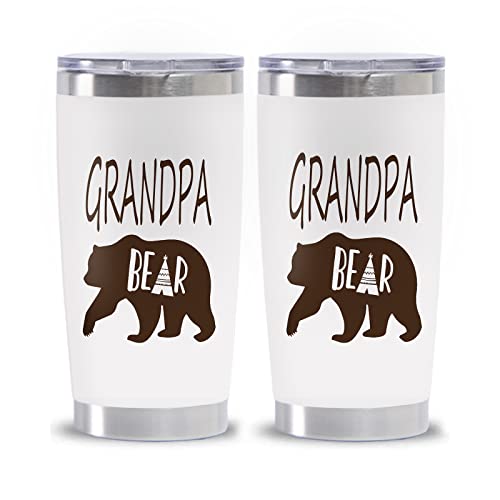 Waldeal Bear Grandpa Coffee Mug Stainless Steel Thermal Tumbler with Lid, Double Wall Vacuum Insulated Travel Mug for Gifts for Men, Birthday Gifts for Grandpa, New Grandpa, Christmas Gifts, 20oz