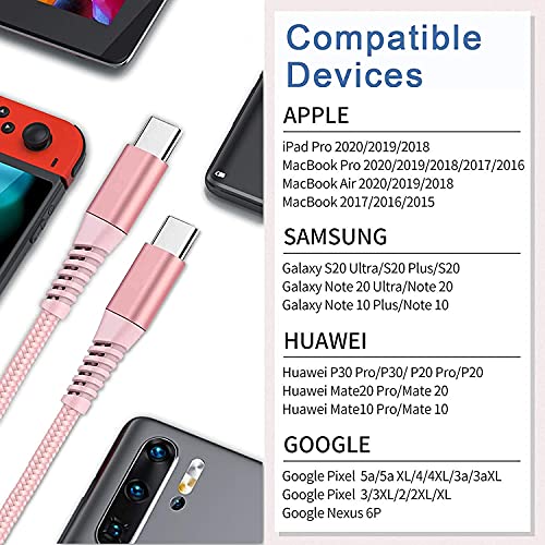 USB C to USB C Cable 2Pack 6FT USB C to C Cable 60W Fast Charging Cable Type C to Type C Cable for Samsung Galaxy S21/S20/Note20, MacBook Air/Pro, iPad Pro 2020/2018, iPad Air 4, Galaxy, etc