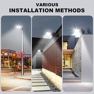 150W LED Parking Lot Light with Allen Wrench Flood Lights Outdoor with Dusk to Dawn Sensor Exterior Light Fixture with Adjustable Arm Mount Yard Lights 5000K IP65 Waterproof Security Lights 3 Pack