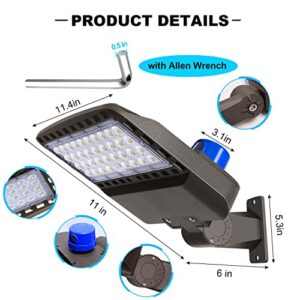 150W LED Parking Lot Light with Allen Wrench Flood Lights Outdoor with Dusk to Dawn Sensor Exterior Light Fixture with Adjustable Arm Mount Yard Lights 5000K IP65 Waterproof Security Lights 3 Pack