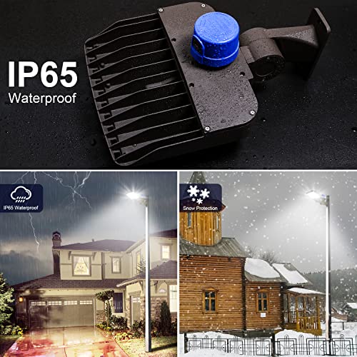 150W LED Parking Lot Light with Allen Wrench Flood Lights Outdoor with Dusk to Dawn Sensor Exterior Light Fixture with Adjustable Arm Mount Yard Lights 5000K IP65 Waterproof Security Lights 3 Pack