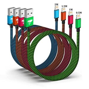 iphone charger cable 4pack iphone charger cord mfi certified lightning cable nylon braided fast iphone charging cable compatible iphone 14 13 12 11 pro max xs xr x 8 7 plus 6s 6s se, ipad-multicolor
