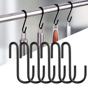 TJLSS 6pcs S Hook for Kitchenware Heavy Duty Balcony Bedroom Pot Holder Hanging Hanger Clothes Bags Indoor Outdoor (Color : Black, Size : One Size)