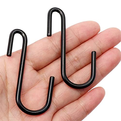 TJLSS 6pcs S Hook for Kitchenware Heavy Duty Balcony Bedroom Pot Holder Hanging Hanger Clothes Bags Indoor Outdoor (Color : Black, Size : One Size)