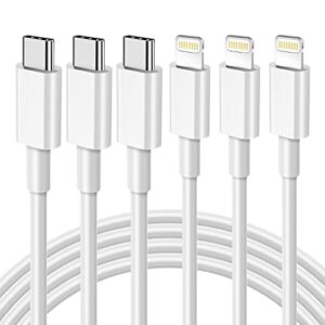 usb c to lightning cable 3 pack 6ft, 【apple mfi certified】 iphone fast charger cable type c charging cord compatible with iphone 14 13 13 pro max 12 12 pro max 11 xs xr x 8 ipad, white