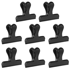 set of 8 heavy duty stainless steel bag clips sourceton 3 inch durable paper seal grip for coffee food bread bags, kitchen home usage- black