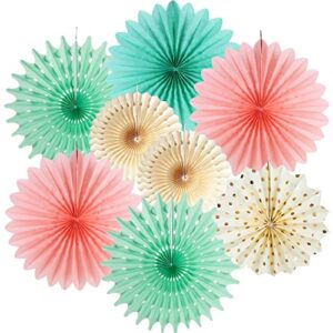 mint green cream pink paper fans hanging paper honeycomb decoration baby shower bridal shower princess mint birthday party decorations