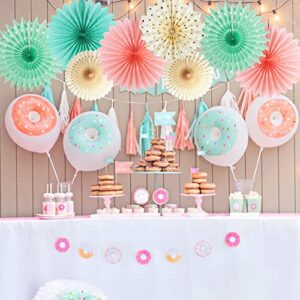 Mint Green Cream Pink Paper Fans Hanging Paper Honeycomb Decoration Baby Shower Bridal Shower Princess Mint Birthday Party Decorations