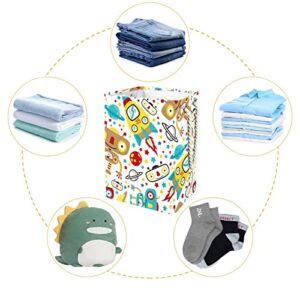 Laundry Hamper Cute Robot Pattern Collapsible Laundry Baskets Firm Washing Bin Clothes Storage Organization for Bathroom Bedroom Dorm