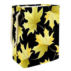 laundry hamper yellow maple leaves pattern black background collapsible laundry baskets firm washing bin clothes storage organization for bathroom bedroom dorm