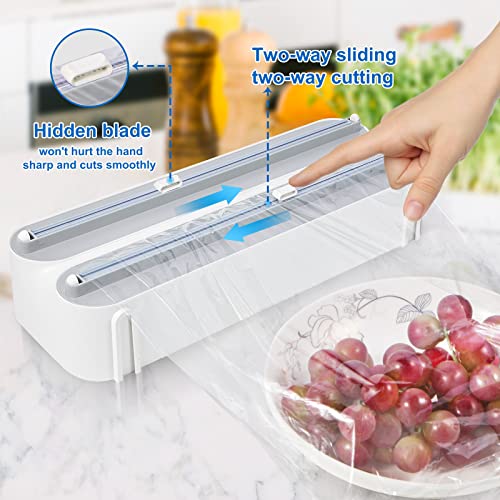 3 in 1 Foil and Plastic Wrap Organizer，Magnetic Plastic Wrap Dispenser with Cutter，Aluminum Foil Organization and Storage