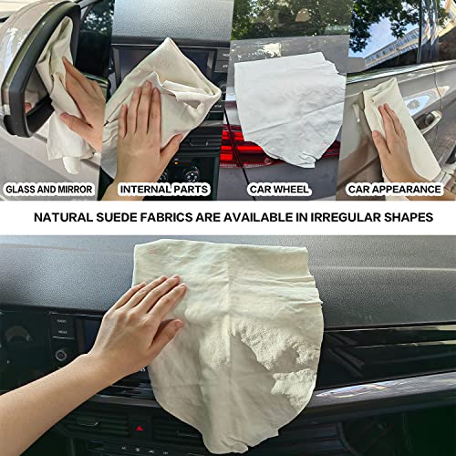 Car Natural Chamois Cleaning Cloth, Real Leather Super Absorbent Fast Drying Car Wash Cloth Accessory for Auto and Precision Instrument