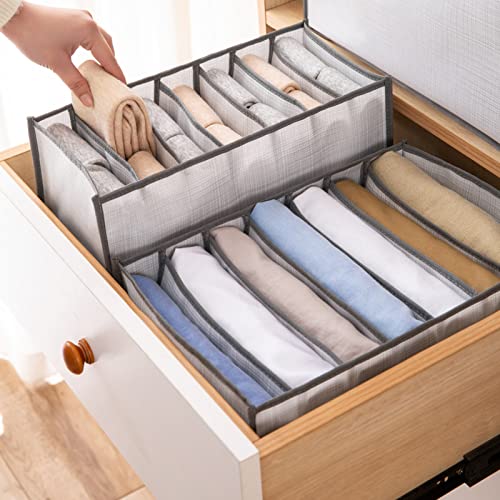 plplaaoo Clothes Drawer Organizer, Wardrobe Clothes Organizer, 7 Grids Large Capacity Stackable Odorless Fabrics Space Saving Clothes Storage Organizer for Bedroom Dorm Room(White)