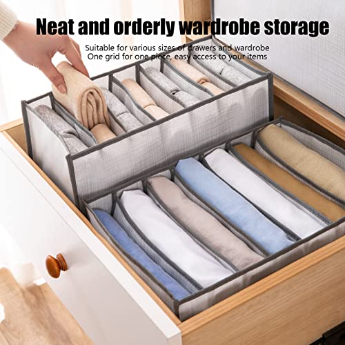 plplaaoo Clothes Drawer Organizer, Wardrobe Clothes Organizer, 7 Grids Large Capacity Stackable Odorless Fabrics Space Saving Clothes Storage Organizer for Bedroom Dorm Room(White)