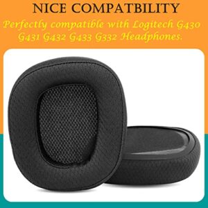 TaiZiChangQin Ear Pads Ear Cushions Mic Foam Kit Earpads Replacement Compatible with Logitech G430 G431 G432 G433 G332 Headphone ( Upgrade Fabric )