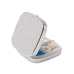 portable mini metal travel medicine box/3 compartments (square silver)