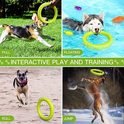 Squeaky Dog Toys for Aggressive Chewers Large Medium Small Breed, Dog Chew Toys for Aggressive Chewers, Indestructible Tough Durable Dog Toys Pack with 3 Squeaky Toys and 1 Ring Toy, Best Dog Gifts