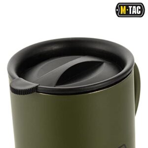 M-Tac 13.5oz Large Thermal Mug Cup with Lid - Insulated Double Wall Thermo Tumbler Stainless Steel with Wide Handle