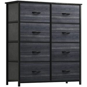 yitahome dresser with 8 drawers - fabric storage tower, organizer unit for bedroom, hallway, closets - sturdy steel frame, wooden top & easy pull fabric bins, charcoal black wood grain