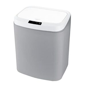 automatic garbage can motion sensor bathroom trash can touchless bathroom trash can 15l/4gallon smart trash bin with lid slim plastic narrow garbage can for living room, bedroom, office, toilet, rv (grey)