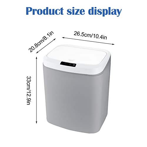 Automatic Garbage Can Motion Sensor Bathroom Trash Can Touchless Bathroom Trash Can 15L/4gallon Smart Trash Bin with Lid Slim Plastic Narrow Garbage Can for Living Room, Bedroom, Office, Toilet, RV (Grey)