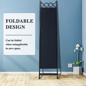 Room Divider 4 Panels 6FT Room Divider Wall Folding Privacy Screens with Steel Frame Freestanding Partition for Home Office Bedroom,Black