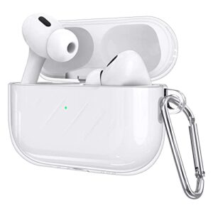 esr air ripple carrying case compatible with airpods pro (2nd generation/1st generation), clear protective tpu cover with carabiner, supports wireless charging, case for airpods pro 2, clear