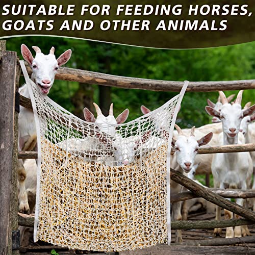 2 Pcs Slow Feed Hay Net Hay Feeder Hay Bags for Horses Goat Stall Trailer Horse Feeding Supplies (White,35 x 31 Inch)