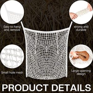 2 Pcs Slow Feed Hay Net Hay Feeder Hay Bags for Horses Goat Stall Trailer Horse Feeding Supplies (White,35 x 31 Inch)