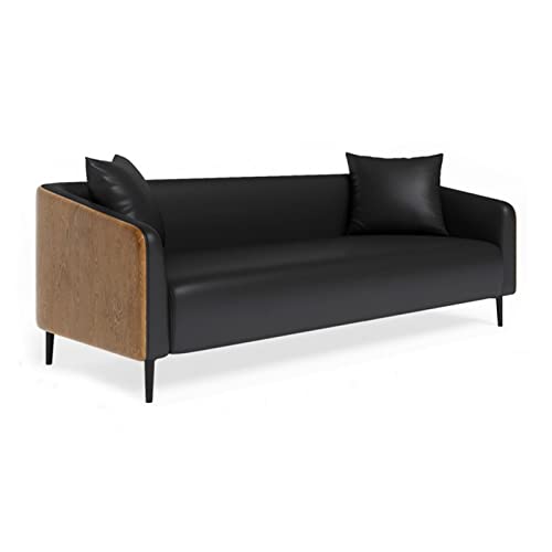 Sofa Couch Living Room Sofa with Throw Pillows Modern Faux Leather Breathable Fabric Sofa Couch Carbon Steel Support Legs High Density High Rebound Sponge Cushions for Living Room Office