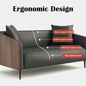 Sofa Couch Living Room Sofa with Throw Pillows Modern Faux Leather Breathable Fabric Sofa Couch Carbon Steel Support Legs High Density High Rebound Sponge Cushions for Living Room Office