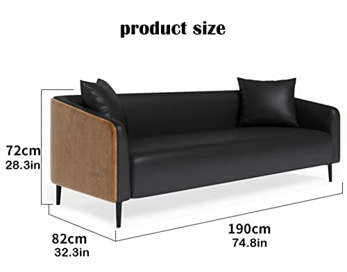 Sofa Couch Living Room Sofa with Throw Pillows Modern Faux Leather Breathable Fabric Sofa Couch Carbon Steel Support Legs High Density High Rebound Sponge Cushions for Living Room Office