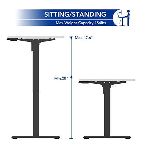 SANODESK Electric Standing Desk 55 x 28 Inches, Height Adjustable Stand Up Desk w/2-Button Controller, Ergonomic Computer Desk for Home Office, Black Frame + White Tabletop