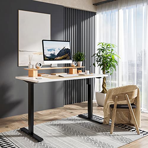 SANODESK Electric Standing Desk 55 x 28 Inches, Height Adjustable Stand Up Desk w/2-Button Controller, Ergonomic Computer Desk for Home Office, Black Frame + White Tabletop