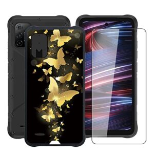 aqgg tempered glass film + cover for umidigi bison gt2 pro 5g [6.50"], 9h hardness screen protector and soft silicone case bumper shell black flexible phone protective tpu cases-romantic sky