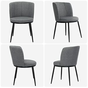 VINGLI Grey Dining Chairs Set of 2,Mid Century Modern Kitchen&Dining Room Chairs,Upholstered Fabric Dining Room Armless Chair for Home Kitchen,Living Room