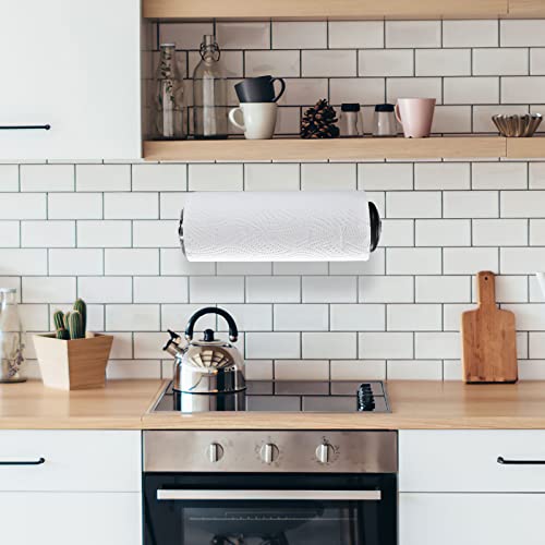 Kitchen roll holder -Single Hand Operable Paper Towel Holder Under Cabinet New Upgrade adjustable length Paper Towels Roll Holder Adhesive Paper Towel Rack Wall Mount Kitchen Rolls Organizer Dispenser