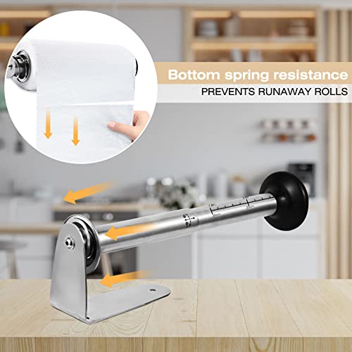 Kitchen roll holder -Single Hand Operable Paper Towel Holder Under Cabinet New Upgrade adjustable length Paper Towels Roll Holder Adhesive Paper Towel Rack Wall Mount Kitchen Rolls Organizer Dispenser