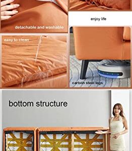 Sofa Couch Living Room Sofa with Cozy Throw Pillows Breathable Fabric Sofa Couch Carbon Steel Support Legs 2 Layers Soft Cushions Spacious Large Sofa for Living Room Office