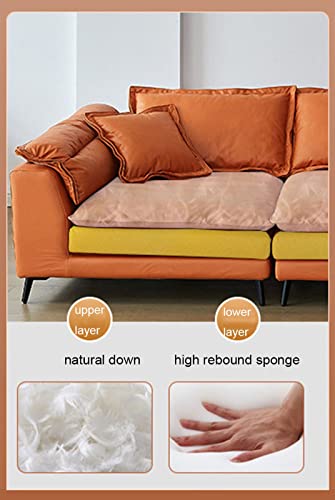 Sofa Couch Living Room Sofa with Cozy Throw Pillows Breathable Fabric Sofa Couch Carbon Steel Support Legs 2 Layers Soft Cushions Spacious Large Sofa for Living Room Office